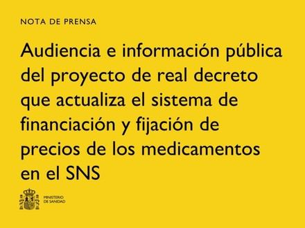 Sanidad consulta públicamente la reforma de financiación de medicamentos