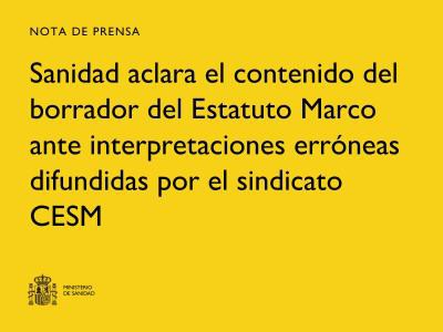Aclarados los "malentendidos" del borrador del Estatuto Marco del personal estatutario